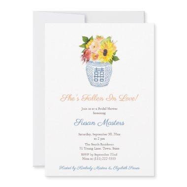 Preppy She's Fallen In Love Autumn Bridal Shower Invitations