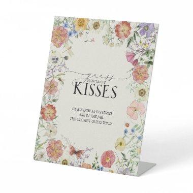 Pressed Wildflower Floral Bridal Shower Kisses Pedestal Sign