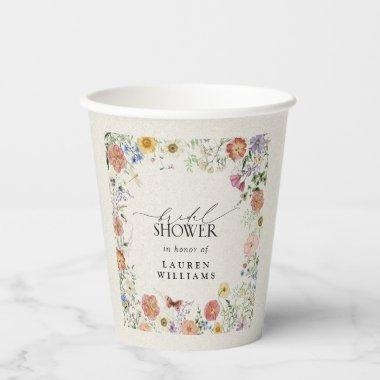 Pressed Wildflower Floral  Paper Cups