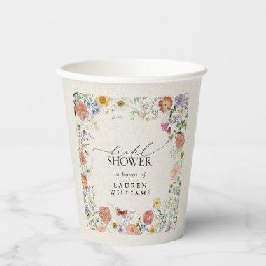 Pressed Wildflower Floral Bridal Shower Paper Cups