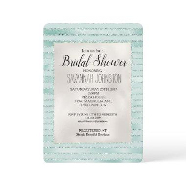 Pretty Aqua Mint Glitzy Stripes