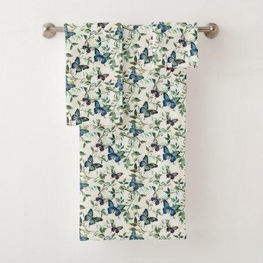 Pretty Blue Butterflies  Bath Towel Set