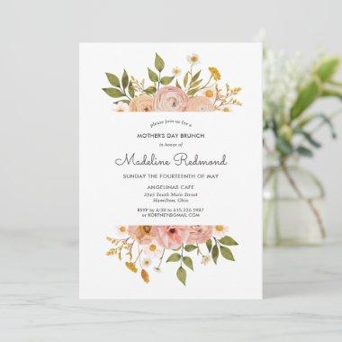 Pretty Bohemian Floral Mothers Day Brunch Invitations