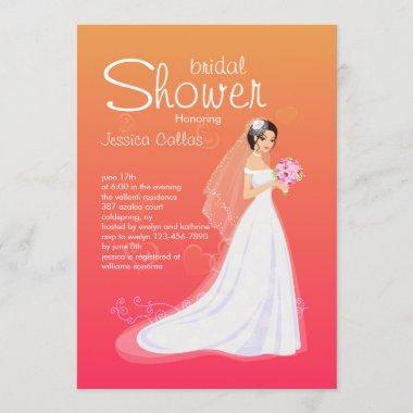 Pretty Bride Bridal Shower Invitations