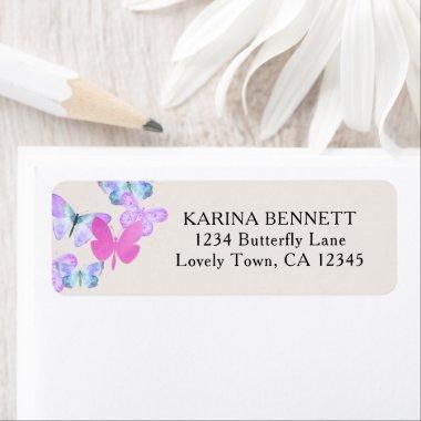Pretty Butterfly Pink Lilac Return Address Label