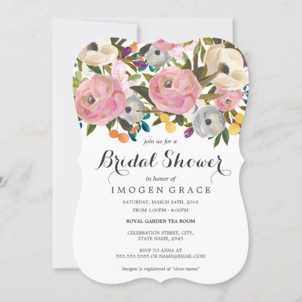 Pretty Colorful Floral Bridal Shower Invitations