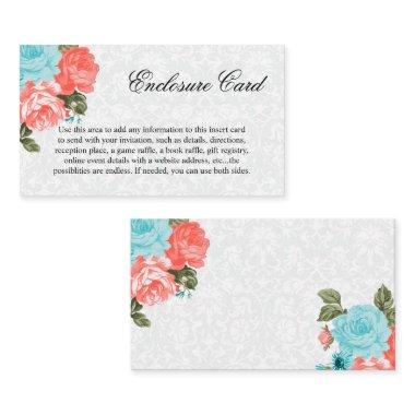 Pretty Coral and Teal Flowers Enclosure Invitations