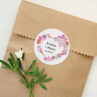 Pretty Floral Heart  Classic Round Sticker