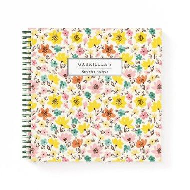 Pretty Floral Personalized Recipe Notebook