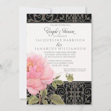 Pretty Flower Peonies Botanical Couples Shower Invitations