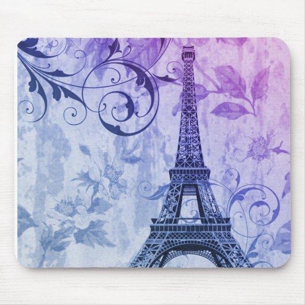 pretty girly chic purple french paris eiffel tower mouse pad