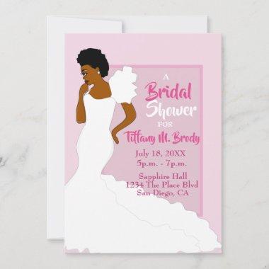 Pretty in Pink African American Bridal Shower Invitations