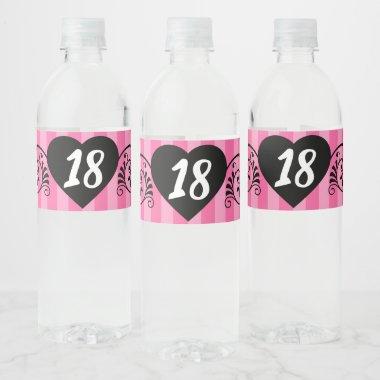 Pretty in Pink Stripes|Girly Birthday Party Water Bottle Label