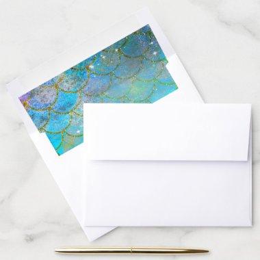 Pretty Iridescent Pearl Shimmer Mermaid Scales Envelope Liner