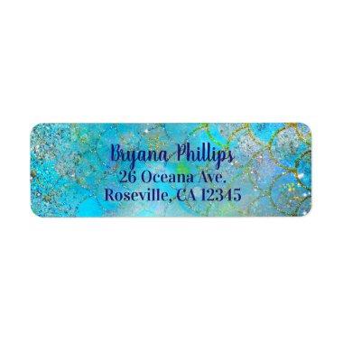 Pretty Iridescent Pearl Shimmer Mermaid Scales Label