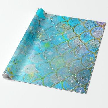 Pretty Iridescent Pearl Shimmer Mermaid Scales Wrapping Paper