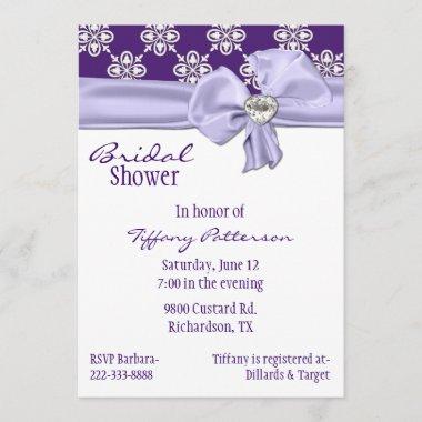 Pretty Lavender Bow Bridal Shower Invitations