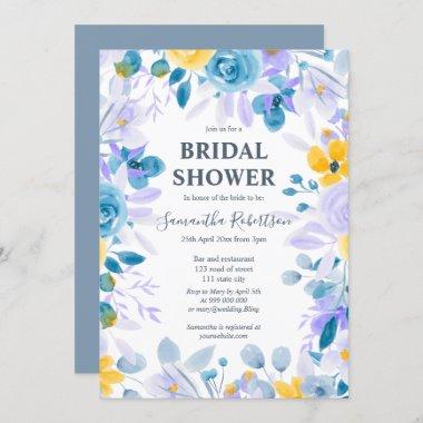 Pretty lavender floral watercolor bridal shower Invitations