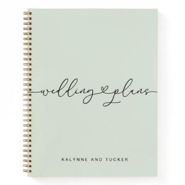 Pretty Light Green Wedding Plans Heart Notebook