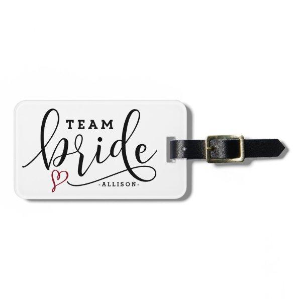 Pretty Modern Calligraphy Team Bride Personalized Luggage Tag