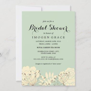 Pretty Modern Floral Bridal Shower Invitations