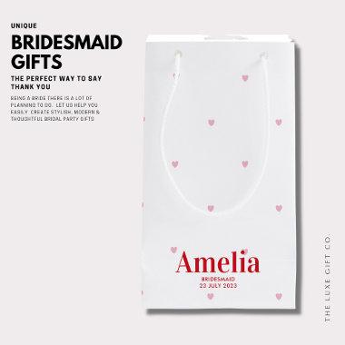 Pretty Modern Red Pink Heart Bridesmaid Proposal Small Gift Bag