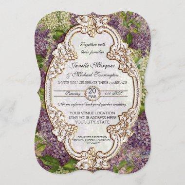 Pretty Modern Vintage Bridal Shower Lilac Floral Invitations