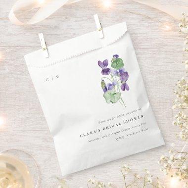 Pretty Monogram Violet Floral Bunch  Favor Bag