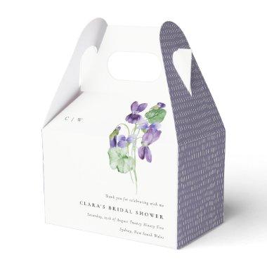 Pretty Monogram Violet Floral Bunch Bridal Shower Favor Boxes