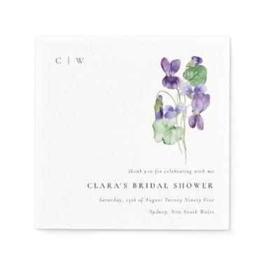 Pretty Monogram Violet Floral Bunch  Napkins