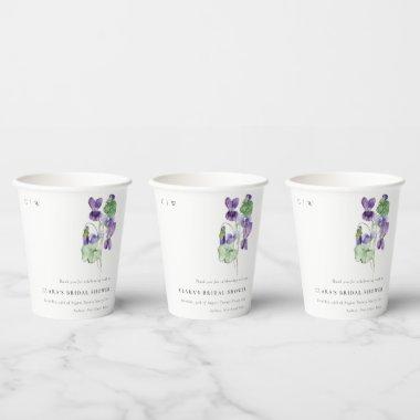 Pretty Monogram Violet Floral Bunch  Paper Cups