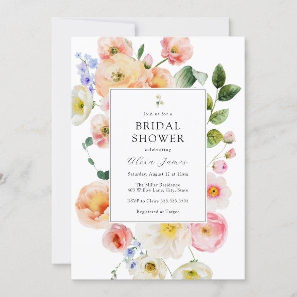 Pretty Pastel Floral Bridal Shower Invitations