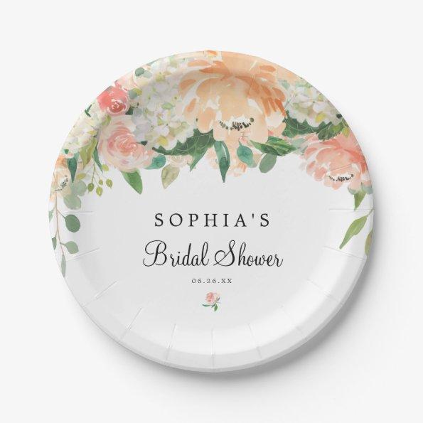 Pretty Peach Bridal Shower Party Plates