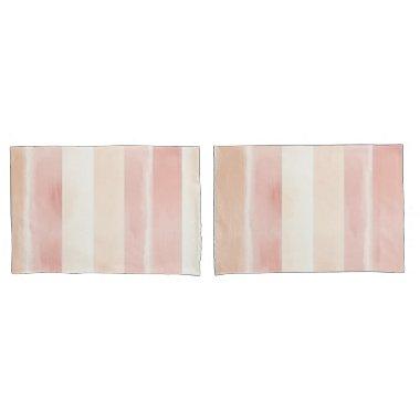 Pretty Peach Pink Cream Stripes Pillow Case