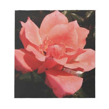 Pretty Peach Pink Rose floral Notepad