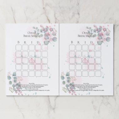 Pretty Pink and Green Foliage Bridal Bingo Paper Pad