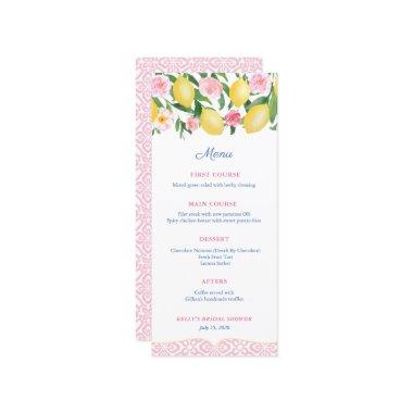 Pretty Pink And White Citrus Bridal Shower Menu