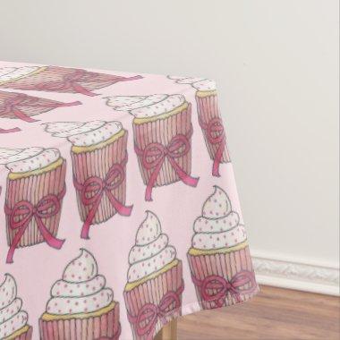 Pretty Pink Cupcake Cake Bridal Shower Birthday Tablecloth