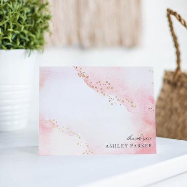 Pretty Pink + Faux Gold Glitter Thank You Invitations