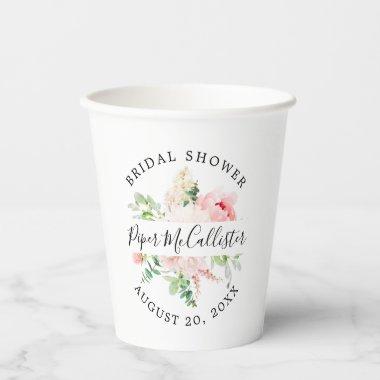 Pretty Pink Floral Bridal Shower Paper Cups
