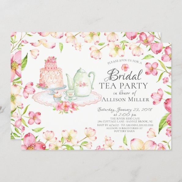 Pretty Pink Floral Bridal Tea Party Invitations