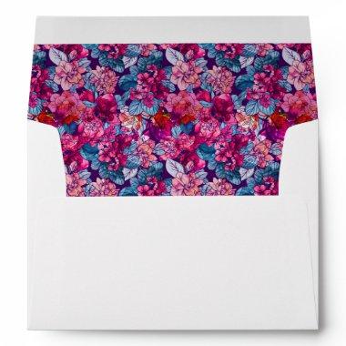 Pretty Pink Floral Pattern Custom Return Address Envelope