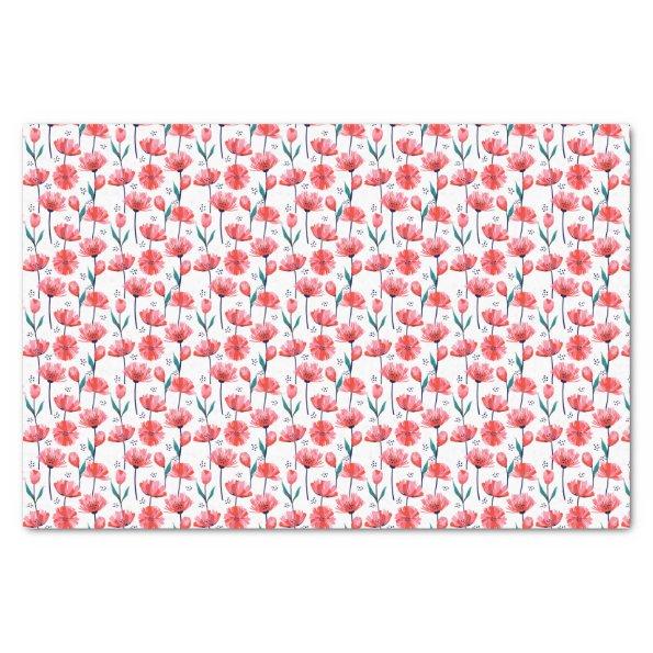 Pretty Pink Floral Tulip Pattern Tissue Paper