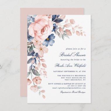 Pretty Pink Floral Watercolor Bridal Shower Invitations