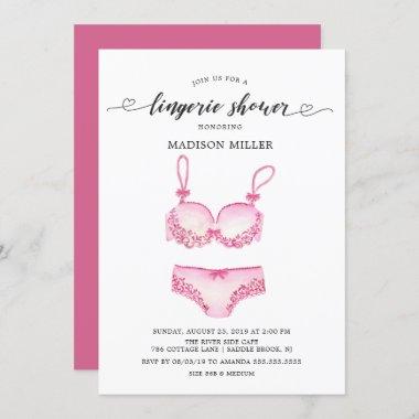 Pretty Pink Lingerie Bridal Shower Invitations