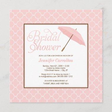 Pretty Pink Parasol Bridal Shower Invitations