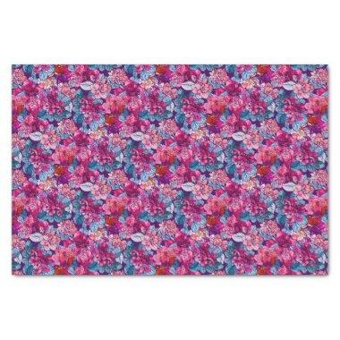 Pretty Pink Purple Blue Floral Pattern Tissue Paper