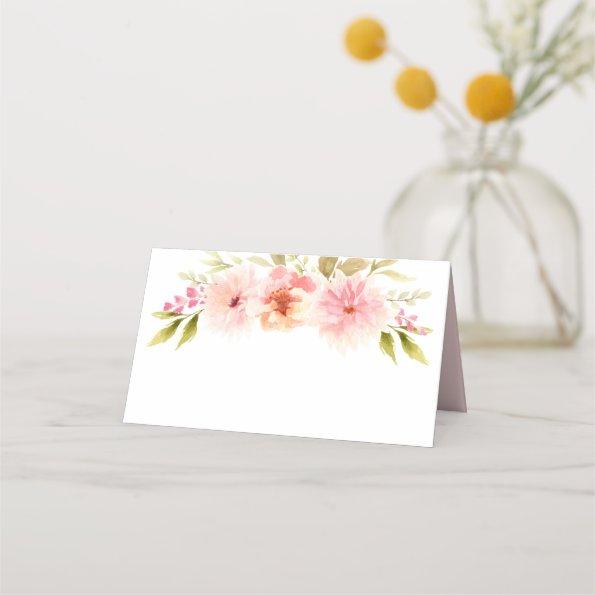 Pretty Pink Spring Watercolor Flowers Wedding Place Invitations