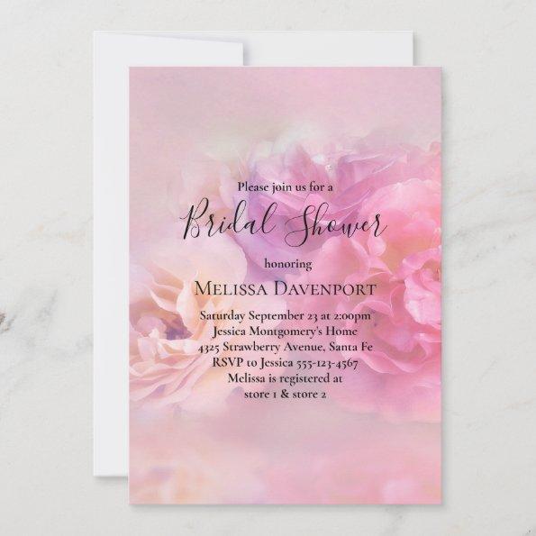 Pretty Pink & White Carnations Bridal Shower Invitations