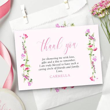 Pretty Pink Wildflower Delicate Floral Thank You Invitations